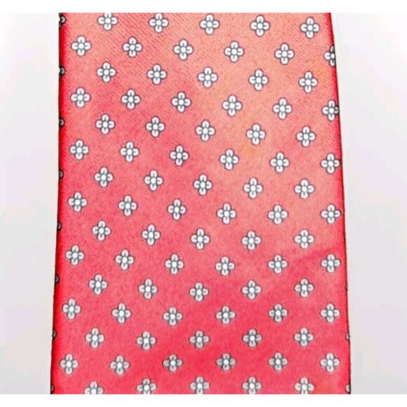 Saint Honore Paris Designer Tie 100% Silk Hand Made In Spain Skinny Style Red EX - Picture 3 of 5